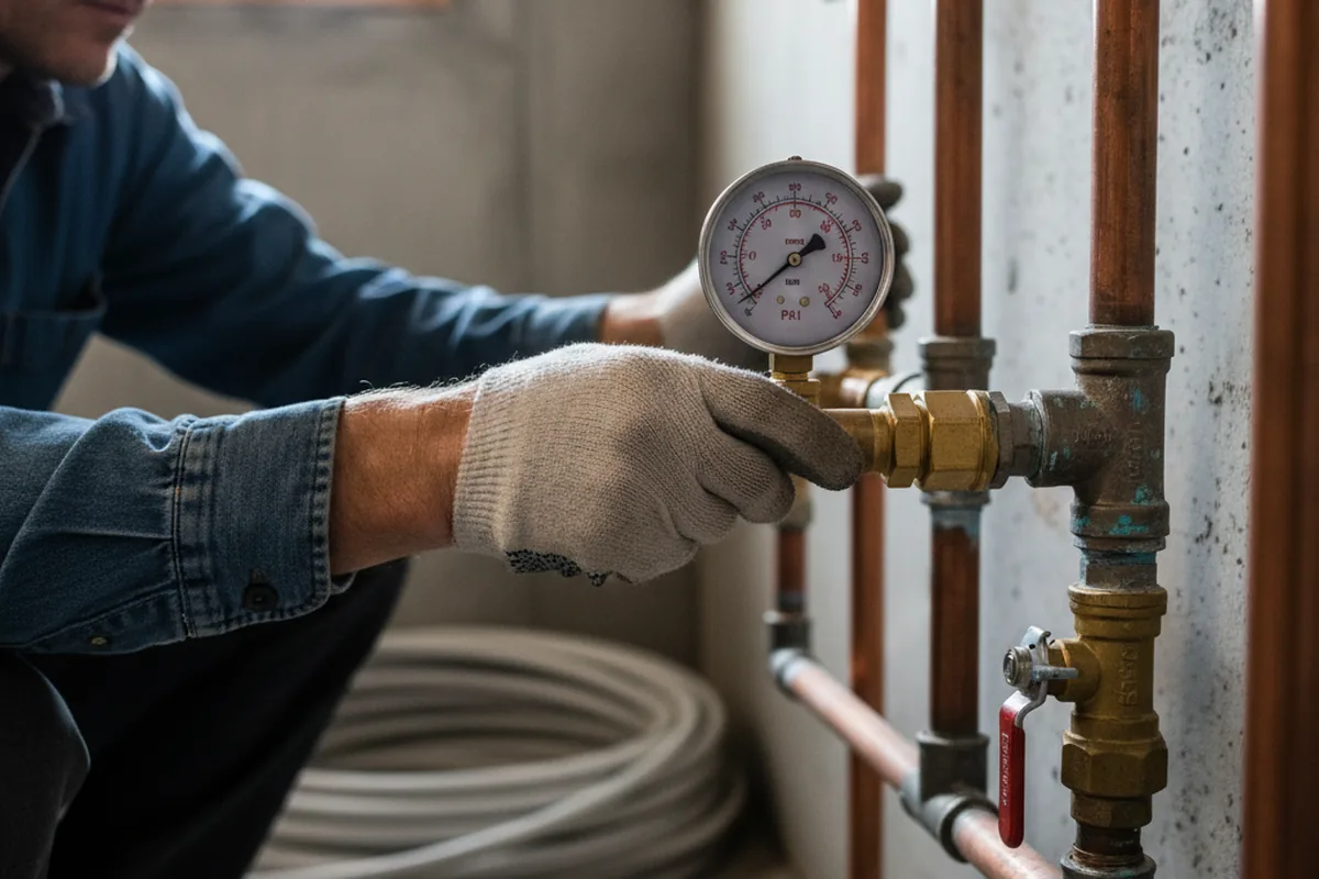 Pressure testing a repaired line during Water Line Repair in Avila Beach